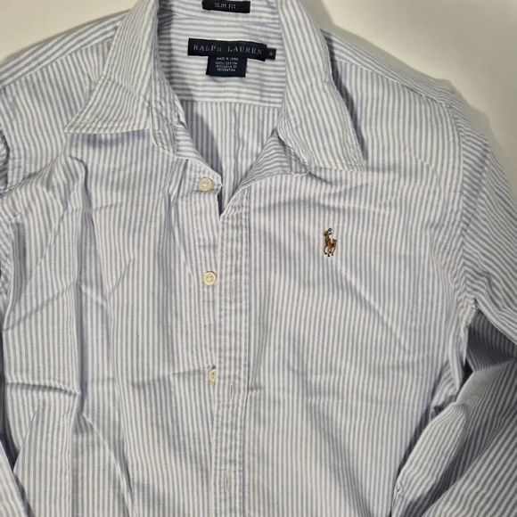 Ralph Lauren White and Blue Striped Shirt - Picture 4 of 7